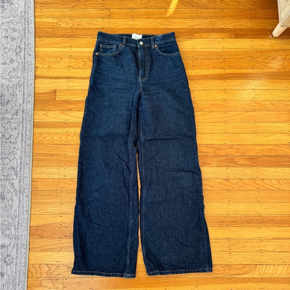 Reformation Dark Blue Flare & Wide Leg Jeans